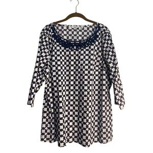 Liz Claiborne, Quarter Sleeve Blouse, Multicolor, Women's‎ L